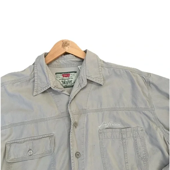 Levis VTG 90s Men L Metal Buttons Up Shirt Tactical Canvas Two Horse - Picture 4 of 11